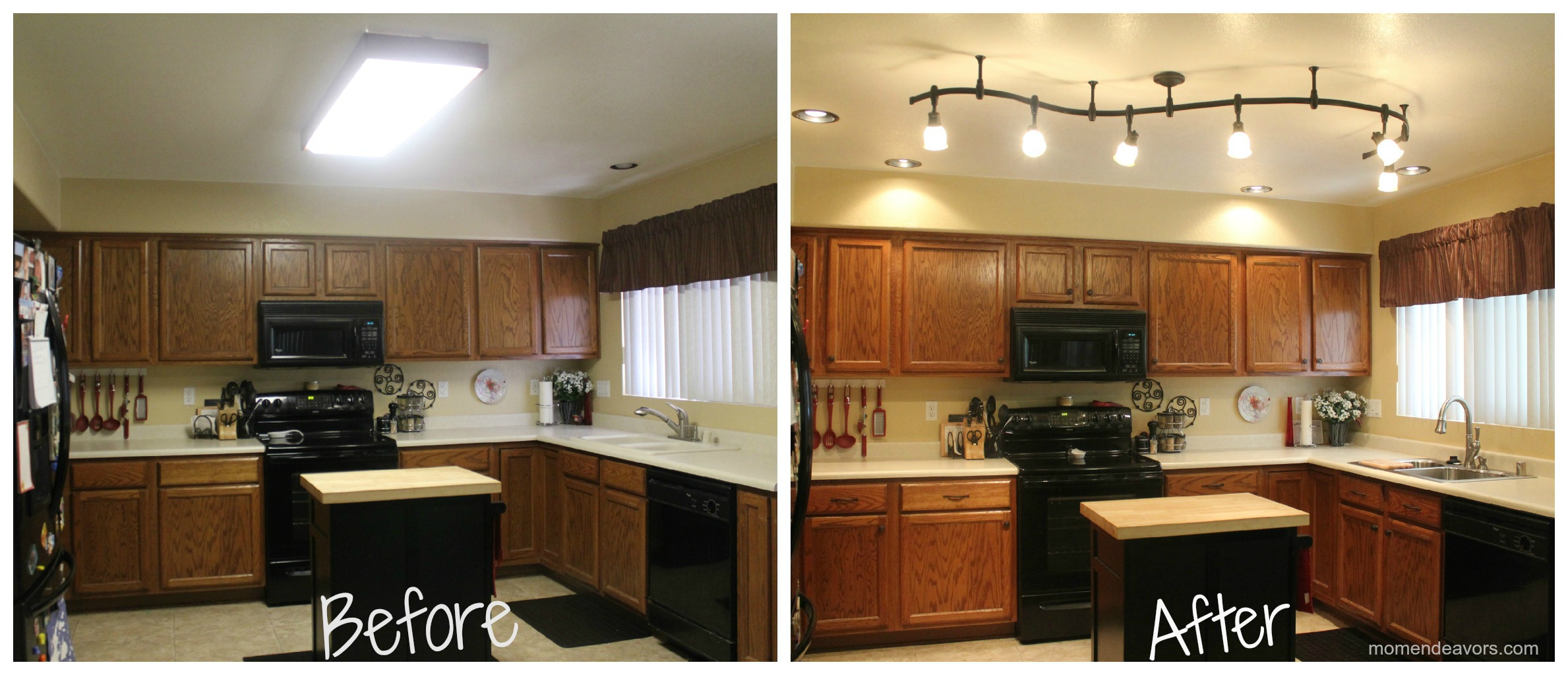 before and after kitchen fluorescent light box makeover